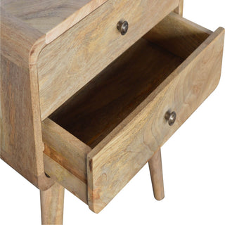 2-Drawer Mango Wood Bedside Table with Oak Finish