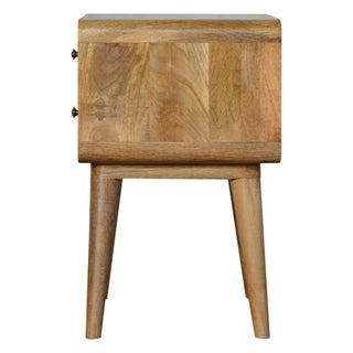 2-Drawer Mango Wood Bedside Table with Oak Finish