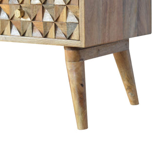 Diamond-Carved TV Stand - 2-Drawer & 2-Shelf Mango Wood