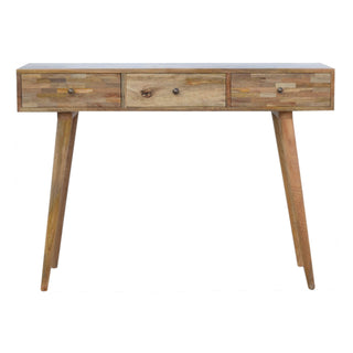 Mango Wood Patchwork Console Table with 3 Drawers