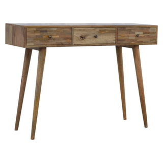 Mango Wood Patchwork Console Table with 3 Drawers