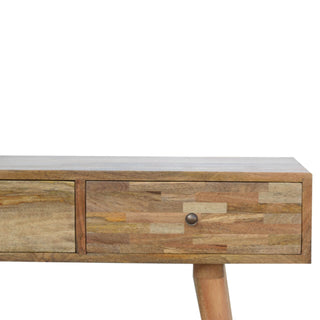 Mango Wood Patchwork Console Table with 3 Drawers
