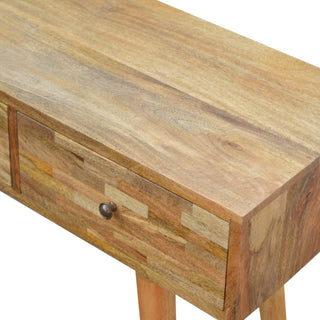 Mango Wood Patchwork Console Table with 3 Drawers