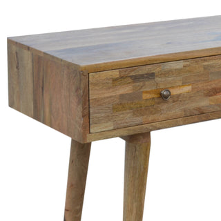 Mango Wood Patchwork Console Table with 3 Drawers