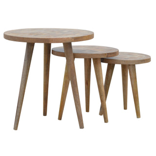 Patchwork Nest of Tables, Mango Wood