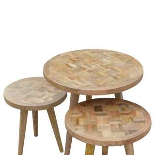 Patchwork Nest of Tables, Mango Wood