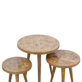 Patchwork Nest of Tables, Mango Wood