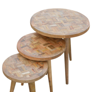 Patchwork Nest of Tables, Mango Wood