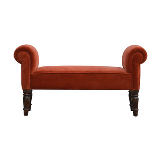 Mango Wood Frame Bench – Upholstered in Brick Red