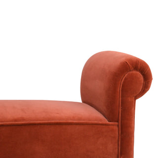 Mango Wood Frame Bench – Upholstered in Brick Red
