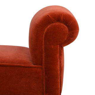 Mango Wood Frame Bench – Upholstered in Brick Red