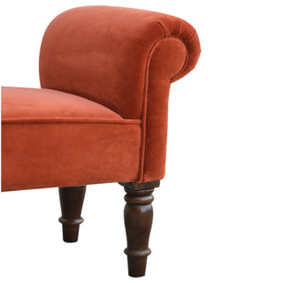 Mango Wood Frame Bench – Upholstered in Brick Red