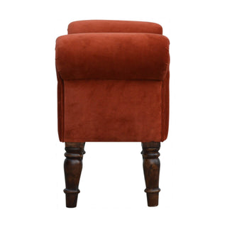Mango Wood Frame Bench – Upholstered in Brick Red