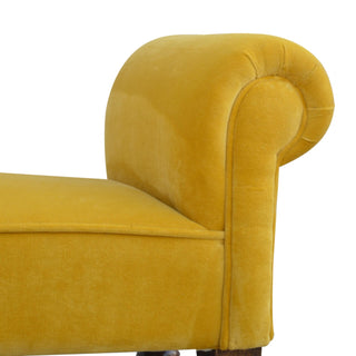 Mango Wood Frame Bench – Upholstered in Mustard Yellow