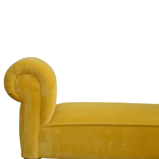 Mango Wood Frame Bench – Upholstered in Mustard Yellow