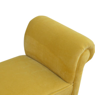 Mango Wood Frame Bench – Upholstered in Mustard Yellow