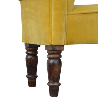 Mango Wood Frame Bench – Upholstered in Mustard Yellow