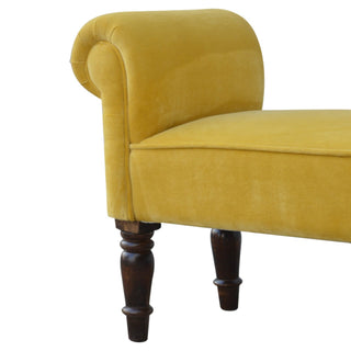 Mango Wood Frame Bench – Upholstered in Mustard Yellow
