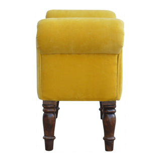 Mango Wood Frame Bench – Upholstered in Mustard Yellow