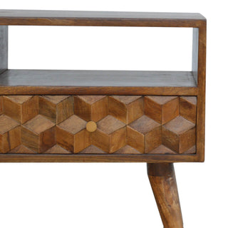 Cube Carved TV Stand, Chestnut