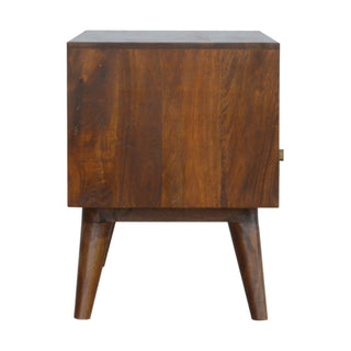 Cube Carved TV Stand, Chestnut