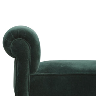 Mango Wood Frame Bench – Upholstered in Emerald Green