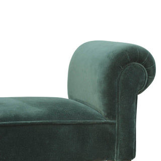 Mango Wood Frame Bench – Upholstered in Emerald Green