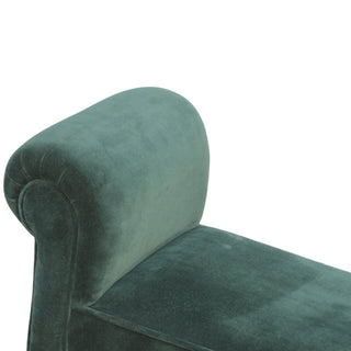 Mango Wood Frame Bench – Upholstered in Emerald Green