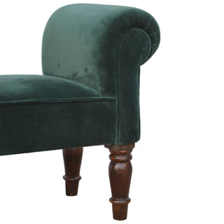 Mango Wood Frame Bench – Upholstered in Emerald Green