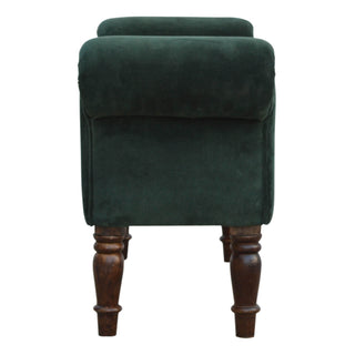 Mango Wood Frame Bench – Upholstered in Emerald Green