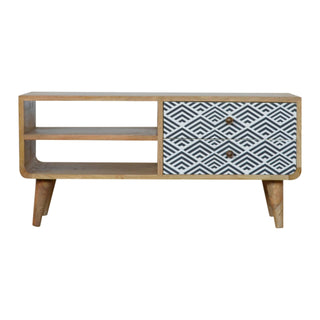Monochrome Print TV Stand, Mango Wood