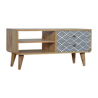 Monochrome Print TV Stand, Mango Wood