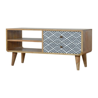 Monochrome Print TV Stand, Mango Wood