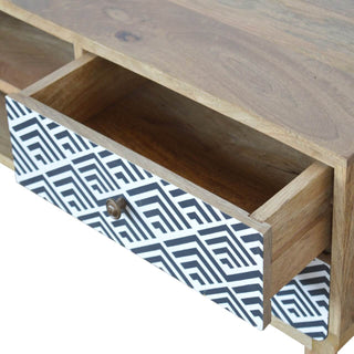 Monochrome Print TV Stand, Mango Wood