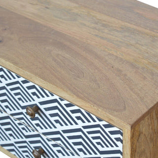 Monochrome Print TV Stand, Mango Wood