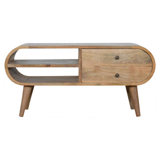 London 2-Drawer, 2-Shelf TV Stand in Mango Wood with Oak Finish