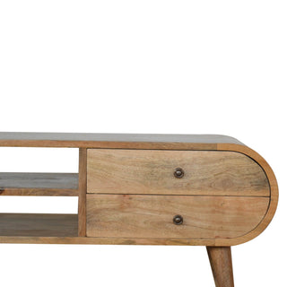 London 2-Drawer, 2-Shelf TV Stand in Mango Wood with Oak Finish