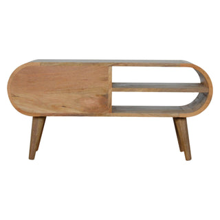 London 2-Drawer, 2-Shelf TV Stand in Mango Wood with Oak Finish