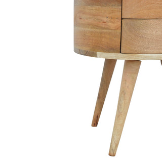 Mango Wood London Round Bedside Table with 2 Drawers