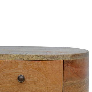 Mango Wood London Round Bedside Table with 2 Drawers