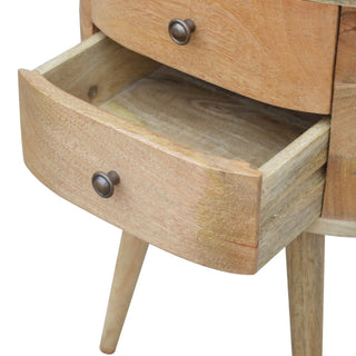 Mango Wood London Round Bedside Table with 2 Drawers