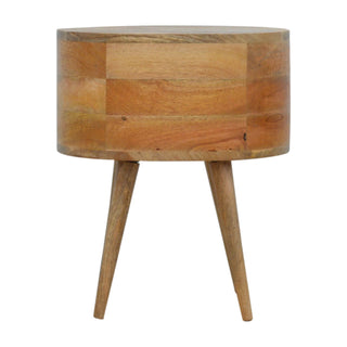 Mango Wood London Round Bedside Table with 2 Drawers