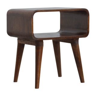 Mango Wood Curved Open Frame Bedside Table, Chestnut Finish