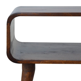 Mango Wood Curved Open Frame Bedside Table, Chestnut Finish