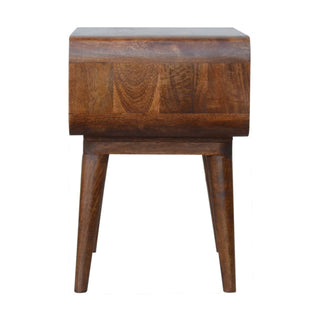 Mango Wood Curved Open Frame Bedside Table, Chestnut Finish