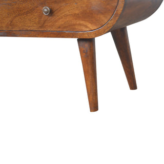 London 2-Drawer, 2-Shelf Round Design TV Stand in Chestnut Finish