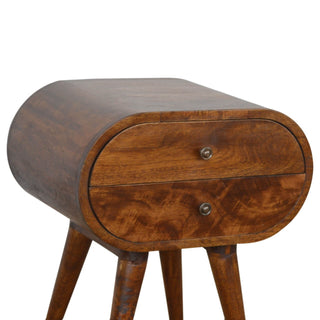 Circular 2 Drawer Bedside, Chestnut Finish