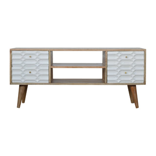 Capsule Carved Wooden White TV Stand