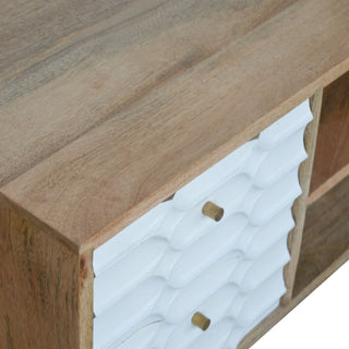 Capsule Carved Wooden White TV Stand