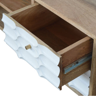 Capsule Carved Wooden White TV Stand